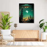 Flying saucer in the Night Canvas Frames Wall Art